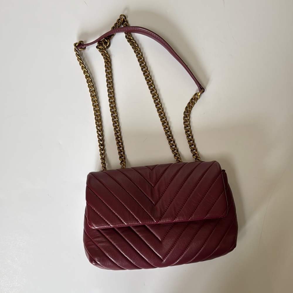 Quince Burgundy Quilted Leather Shoulder Bag